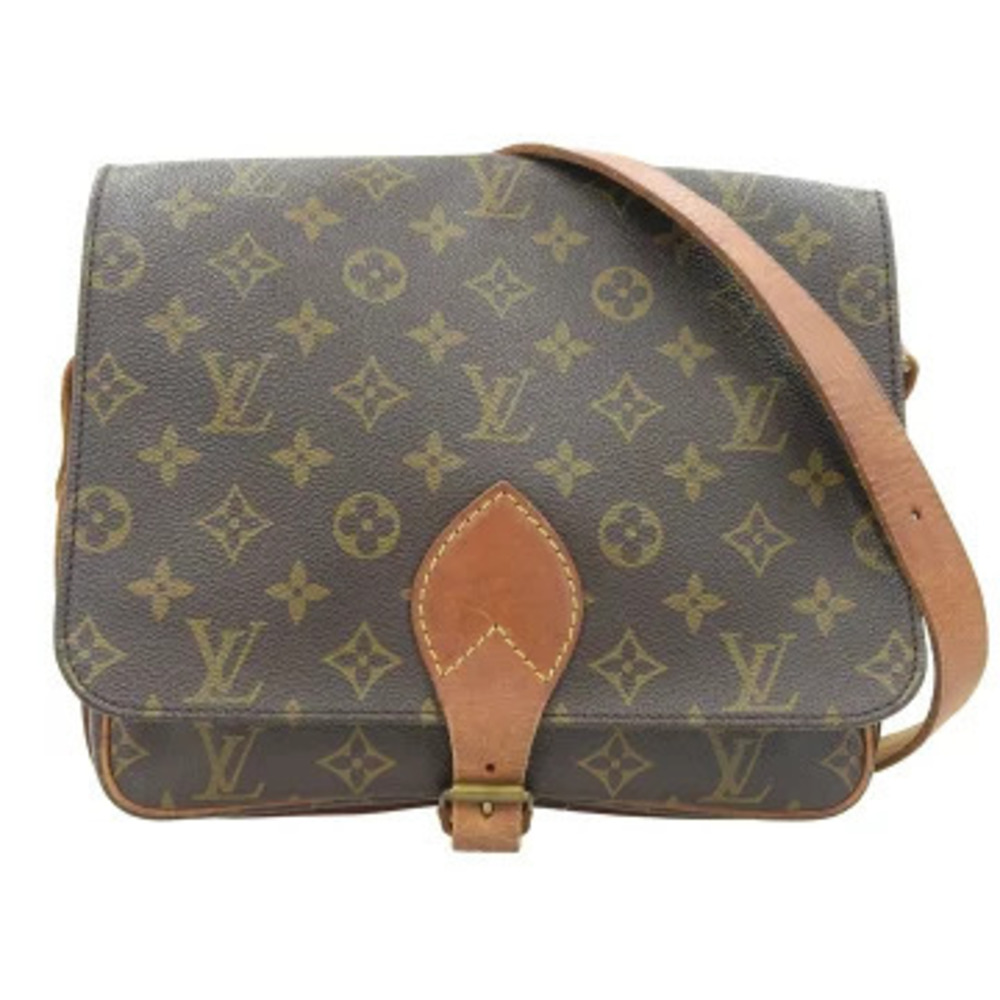 Louis Vuitton Monogram Cartouchiere Crossbody Bag Canvas Leather Brown